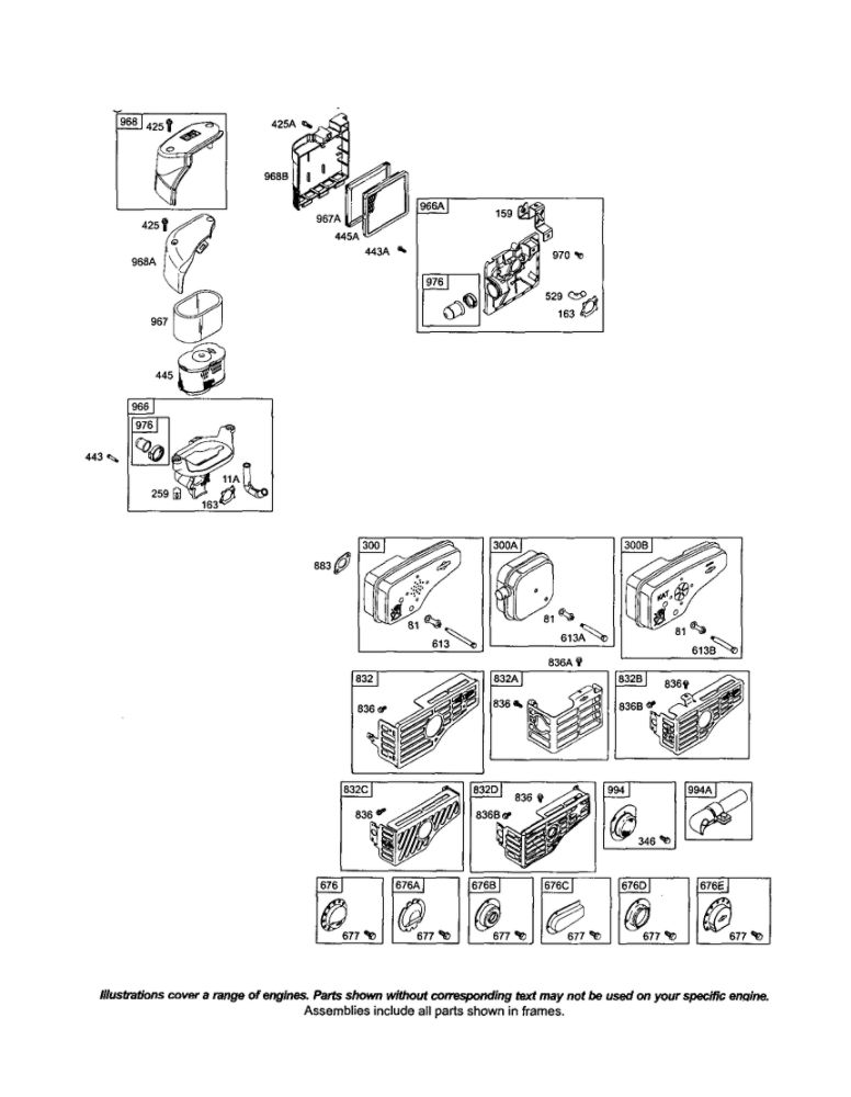 Muffler/Base-Air Cleaner Diagram and Parts List for 123J00 0100-0188 Briggs and Stratton Engine